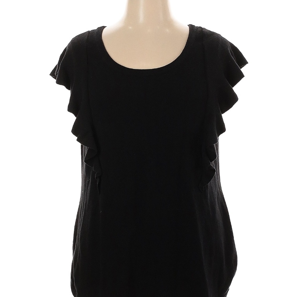 Elegant Black Ruffle Sleeve Top - Isaac Mizrahi, Size XL